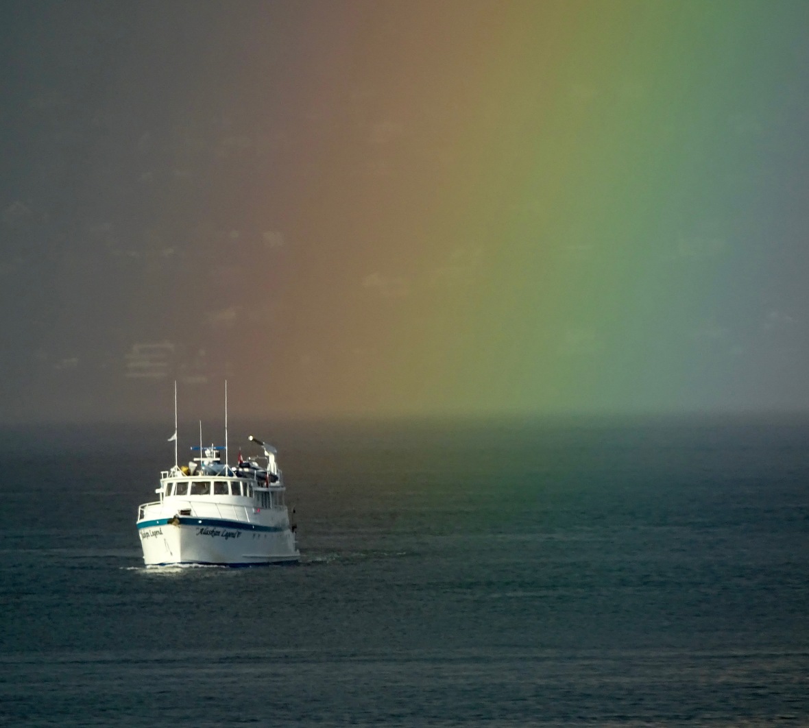 rainbow on boat closest up